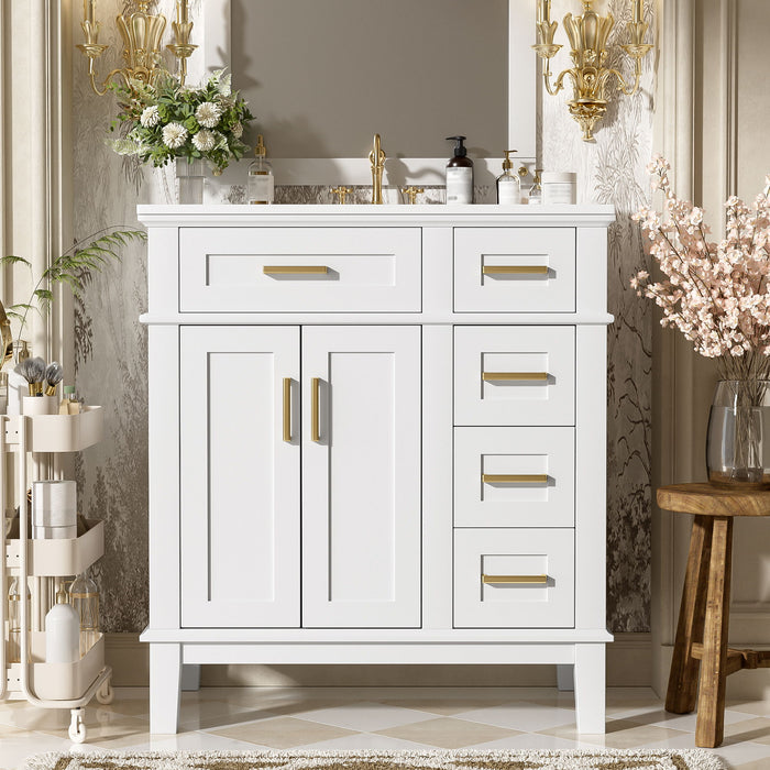 Modern Bathroom Vanity With Sink, Storage Cabinet, Soft Close Doors, Deep & Standard Drawers Hearth and Haven