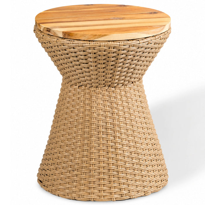 Stool With Lid, Wicker Accent Table, Indoor Outdoor Side Table - Brown White Daily Nest