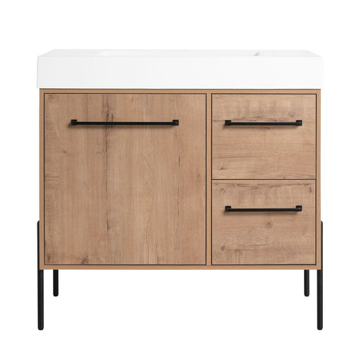 36" Freestanding Bathroom Vanity With Sink, Soft Close Doors & 2 Drawers - Imitative Oak Home Essentials