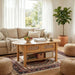 Oval Coffee Table With With 2 Storage Drawers For Living Rooms - Wood Home Essentials