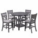 5 Piece Counter Height Dining Set With Storage Shelves Round Table And Upholstered High Chairs - Gray Home Essentials