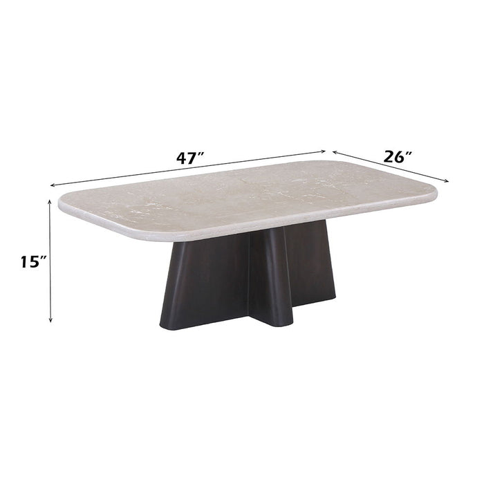 Jacory - Coffee Table With Bottocino Marble Top - Espresso ACME
