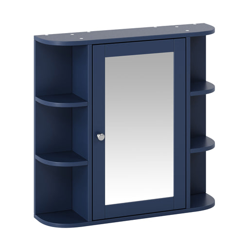 Bathroom Wall Storage Cabinet With Mirror And Adjustable Shelf, 6 Open Shelves Noble House
