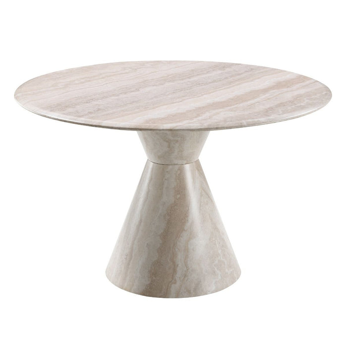 Ogin - Round Dining Table - Marble Print & Natural ACME