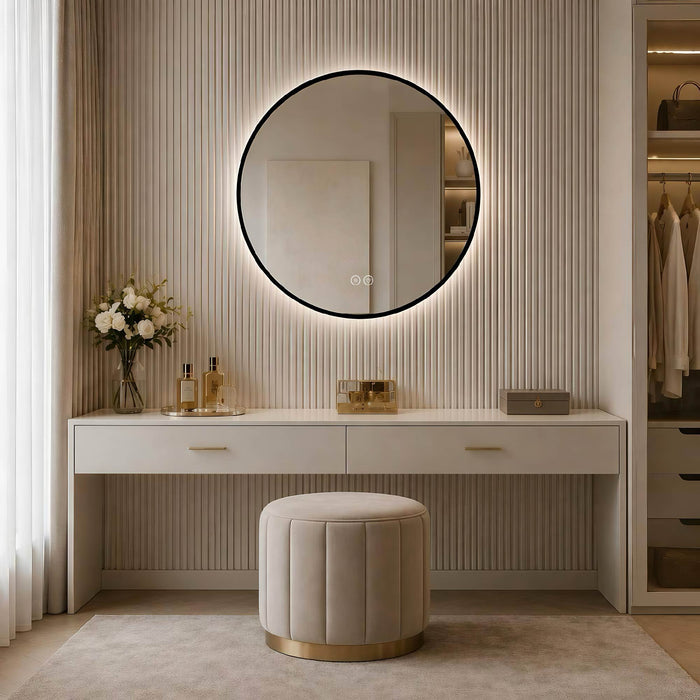 Round Framed Dimmable ED Bathroom Mirror With Anti Fog Daily Nest
