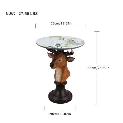 Deer Head Accent Table, Animal Statue For Living Room - Brown Home Essentials