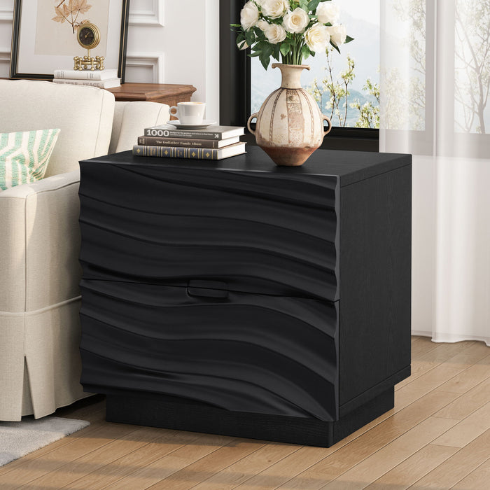 Nightstand With 2 Drawers, No Handles Home Essentials