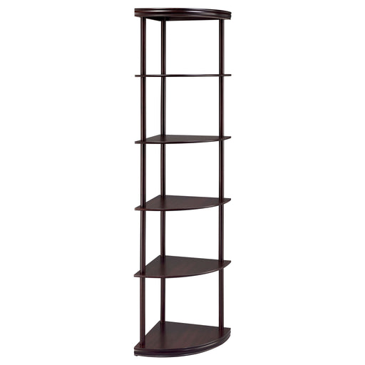 Corner Bookcase With 5 Shelves, Compact Design For Living Room - Cappuccino Furniture Max