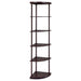 Corner Bookcase With 5 Shelves, Compact Design For Living Room - Cappuccino Furniture Max