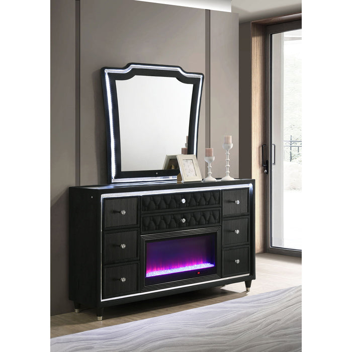 Mika - 8 Drawer LED Dresser And Mirror Set - Black Furniture Max