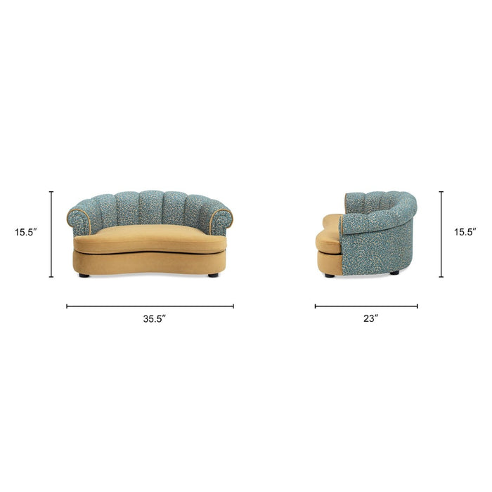 Halle - Rolled Arm Dog Sofa Bed - Gold / Blue Jennifer Taylor Home