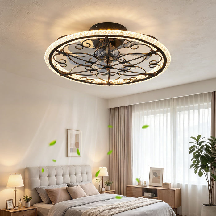 Caged Ceiling Fan With Remote Controlled LED Light - Matte Black Daily Nest