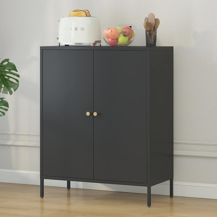 Kitchen Buffet Server Table Accent Sideboard Cupboard Server Buffet Console Table With Doors Cabinet - Black