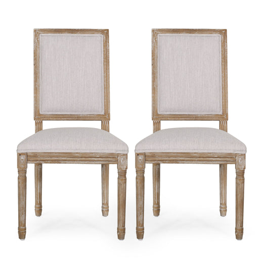 French Country Style Dining Chair With Upholstered Seating And Fluted Legs Noble House