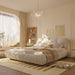 Luxury Upholstered Platform Bed With Oversized Padded Backrest And Solid Wood Frame Home Essentials