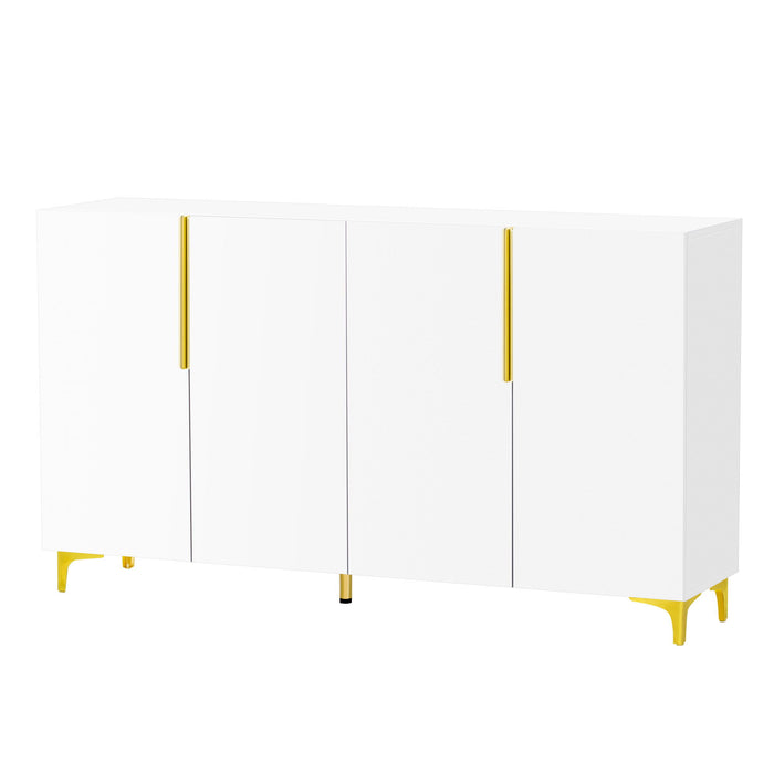 U_Style A Glossy Finish Light Luxury Storage Cabinet, Adjustable, Suitable For Living Room, Study, Hallway - White