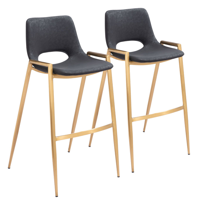 Desi - Barstool Chair With Gold Base (Set of 2) Zuo Modern