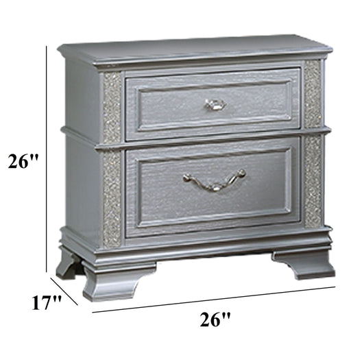 2 Drawers Nightstand With Front Decorative Knobs - Gray Home Essentials