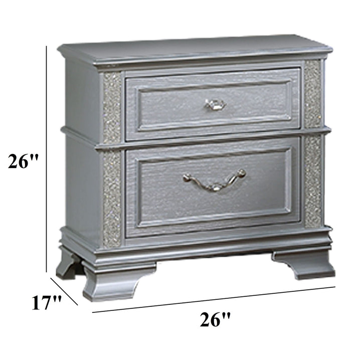 2 Drawers Nightstand With Front Decorative Knobs - Gray Home Essentials