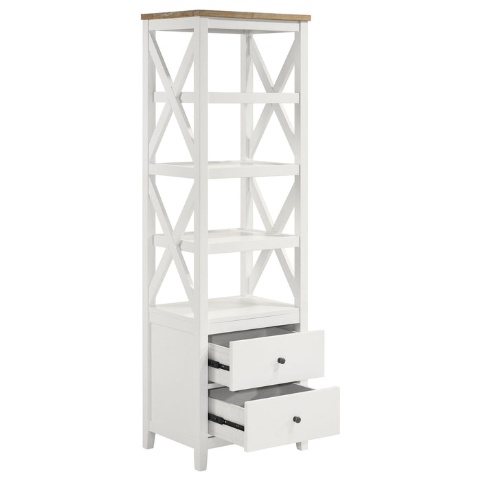 Delaney - 4 Shelf Bookcase With Top Storage Tower - White Furniture Max