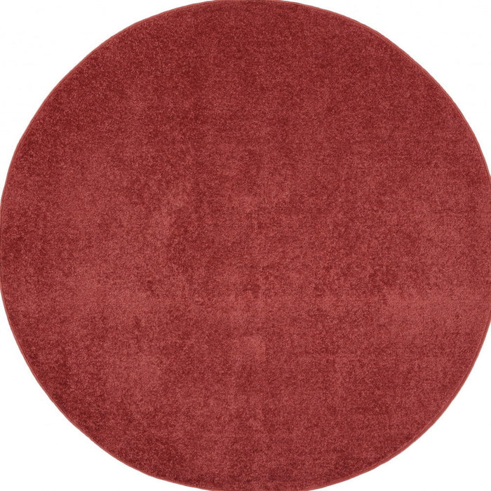 4' X 4' Round Non Skid Indoor / Outdoor Area Rug - Brick Red