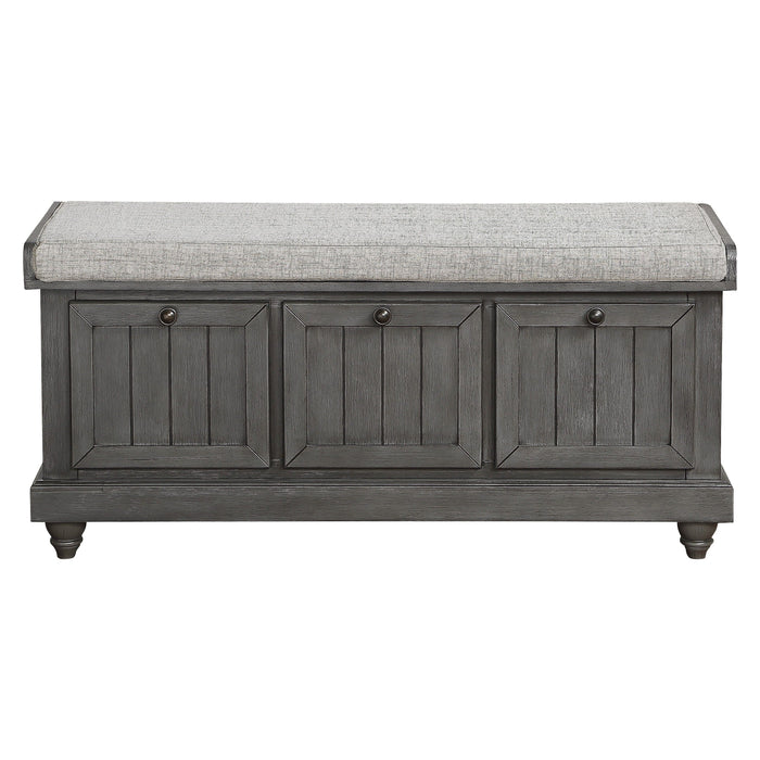 1 Piece Durable Storage Bench Dark Gray Finish Foam Cushioned Seat Upholstery Flip - Top Seat Solid Wood Home Furniture