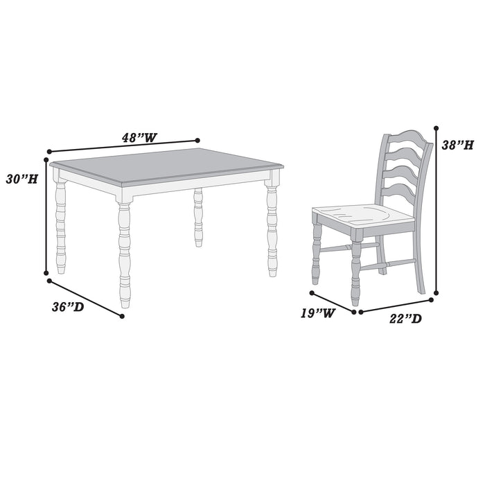 5 Piece Dining Set With Table And Ladder Back Chairs - Oak / White Home Essentials