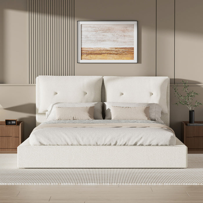 Airframe - Upholstered Bed Frame With Double Layered Upholstered Headboard Home Essentials