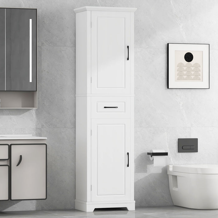 Tall Freestanding Bathroom Storage Cabinet With 2 Doors And Adjustable Shelves Hearth and Haven