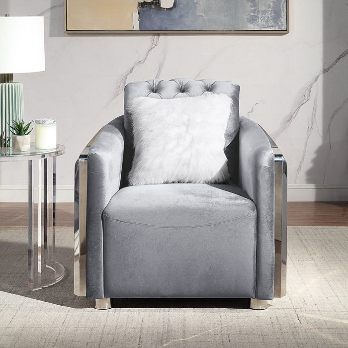 Accent Chair With Button Tufted Diamond Grid & 1 Pillow For Living Room Home Essentials