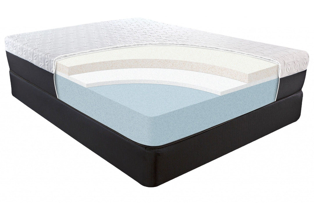 11.5" California King Lux Copper Infused Gel Memory Foam And High Density Foam Mattress - White / Black