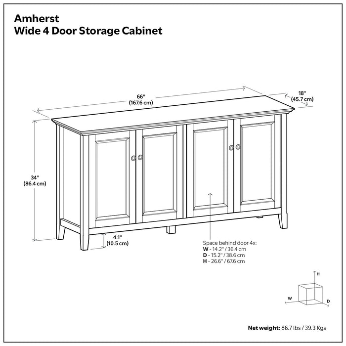 Amherst - 4 Door Storage Cabinet Simpli-Home