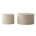 Drum Nesting Coffee Table With Wave Stripe Design For Living Room (Set of 2) - Beige / White Home Essentials