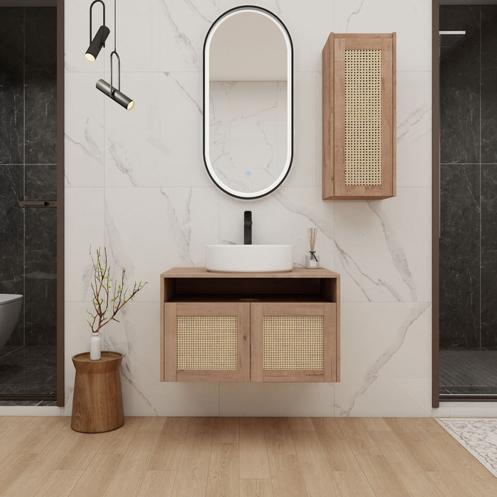 Bathroom Vanity With Art Sink And Side Cabinet, Float Mounting Design Home Essentials