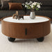 Round Coffee Table With Ball Feet, Pull Handle Storage Drawer - Bouguer Walnut / Brown Home Essentials