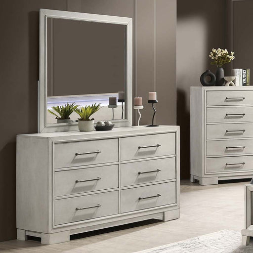 Dresser With Square Legs And Sleek Handles - Antique White Home Essentials