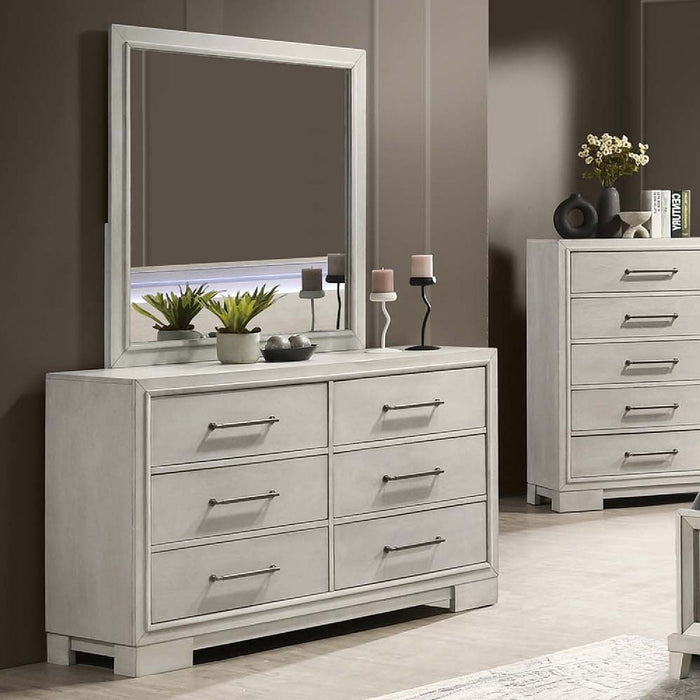 Dresser With Square Legs And Sleek Handles - Antique White Home Essentials
