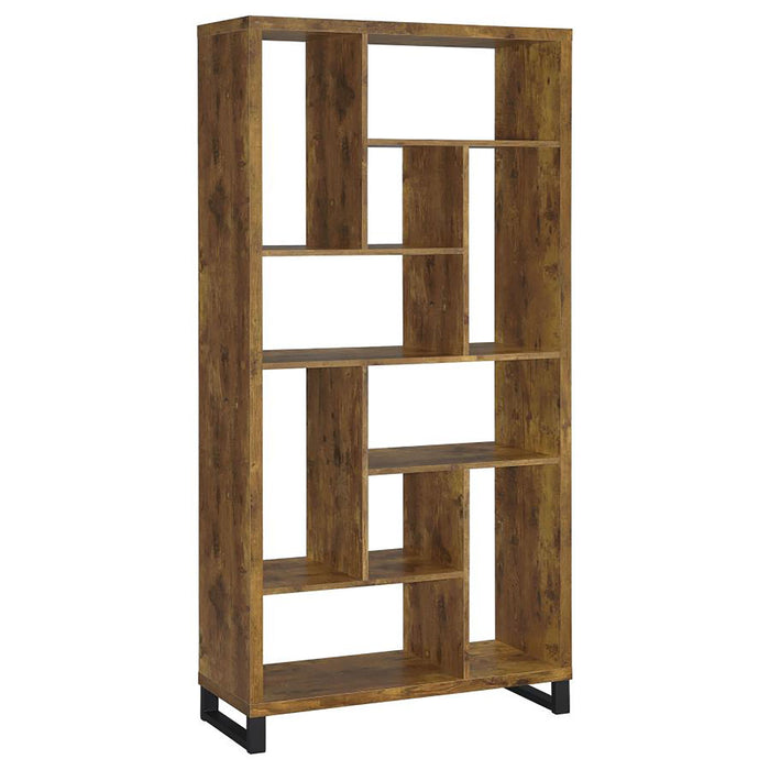 6 Tier Rectangular Bookcase With Accents - Brown Furniture Max