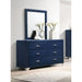 6 Drawer Upholstered Dresser With Mirror - Blue Furniture Max
