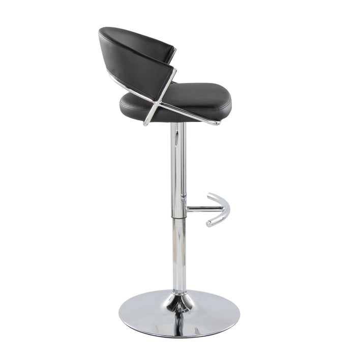 Jie - Contemporary Adjustable Barstool With Swivel & Rounded T Footrest (Set of 2)