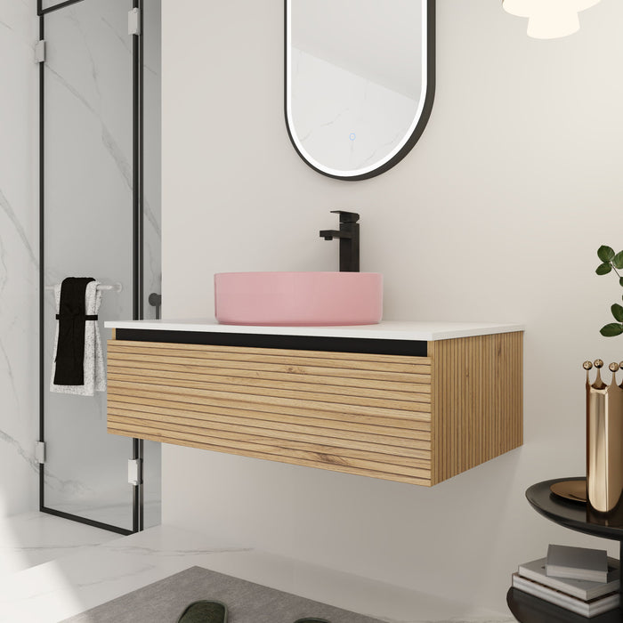Wall Mounted Bathroom Vanity With Art Sink & 1 Soft Close Drawer Home Essentials