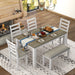 6 Piece Dining Set With 4 Upholstered Chairs & Bench - Brown / Whitewash Hearth and Haven