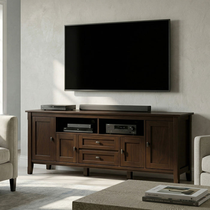 Warm Shaker - TV Media Stand Handcrafted - Tobacco Brown Simpli-Home