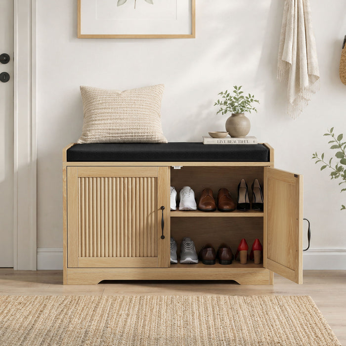Entryway Shoe Bench With Double Doors Home Essentials