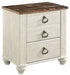 Willowton - Two Drawer Night Stand - Brown / Beige / White Signature Design by Ashley®