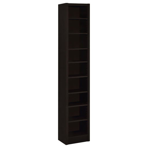 Rectangular Bookcase Tall Slim Storage With 9 Shelves - Brown Furniture Max