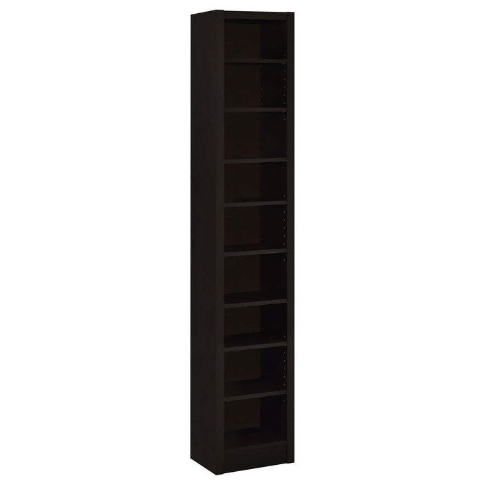Rectangular Bookcase Tall Slim Storage With 9 Shelves - Brown Furniture Max