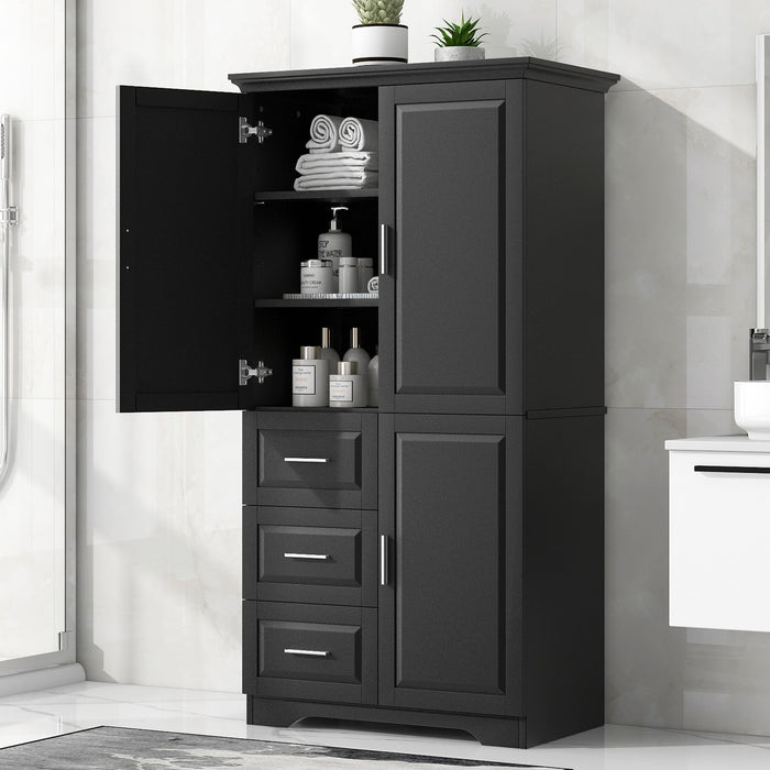 Tall Wide Storage Cabinet With Doors, 3 Drawers Hearth and Haven