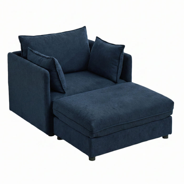 Oversized Deep Seat Accent Chair With Matching Storage Ottoman & Throw Pillows Hearth and Haven