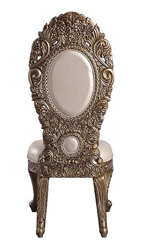 Constantine - Side Chair (Set of 2) - Synthetic Leather , Brown & Gold ACME